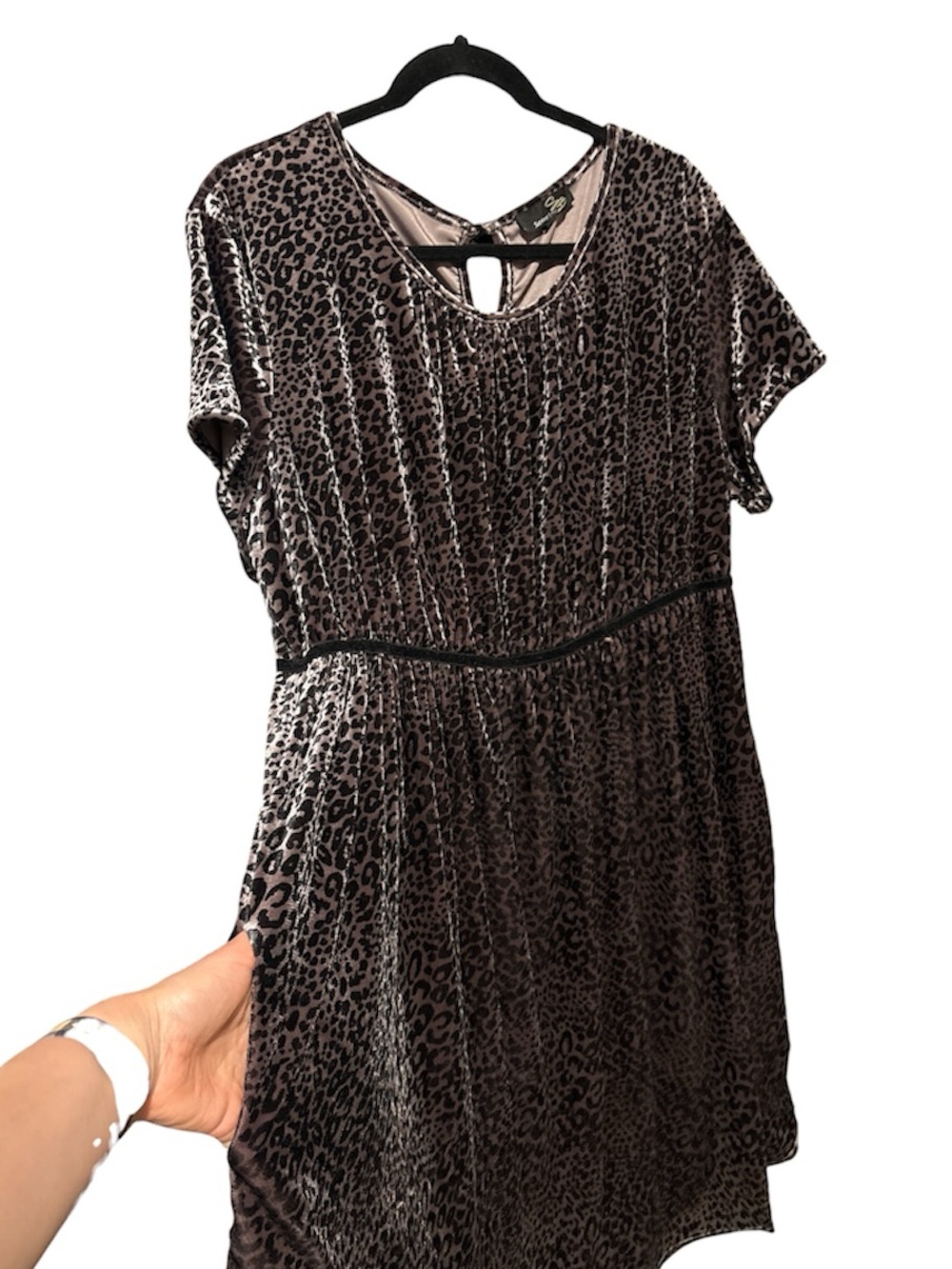 SUZANNE BETRO Velour Animal Print Midi Dress